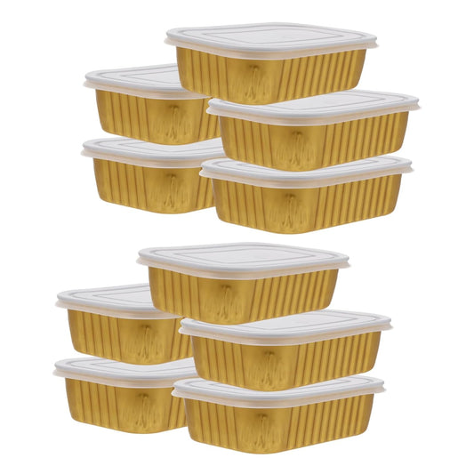 10Pcs Disposable BBQ Foil Pans with Lids - 510ml Capacity for Outdoor Events and Meal Prep