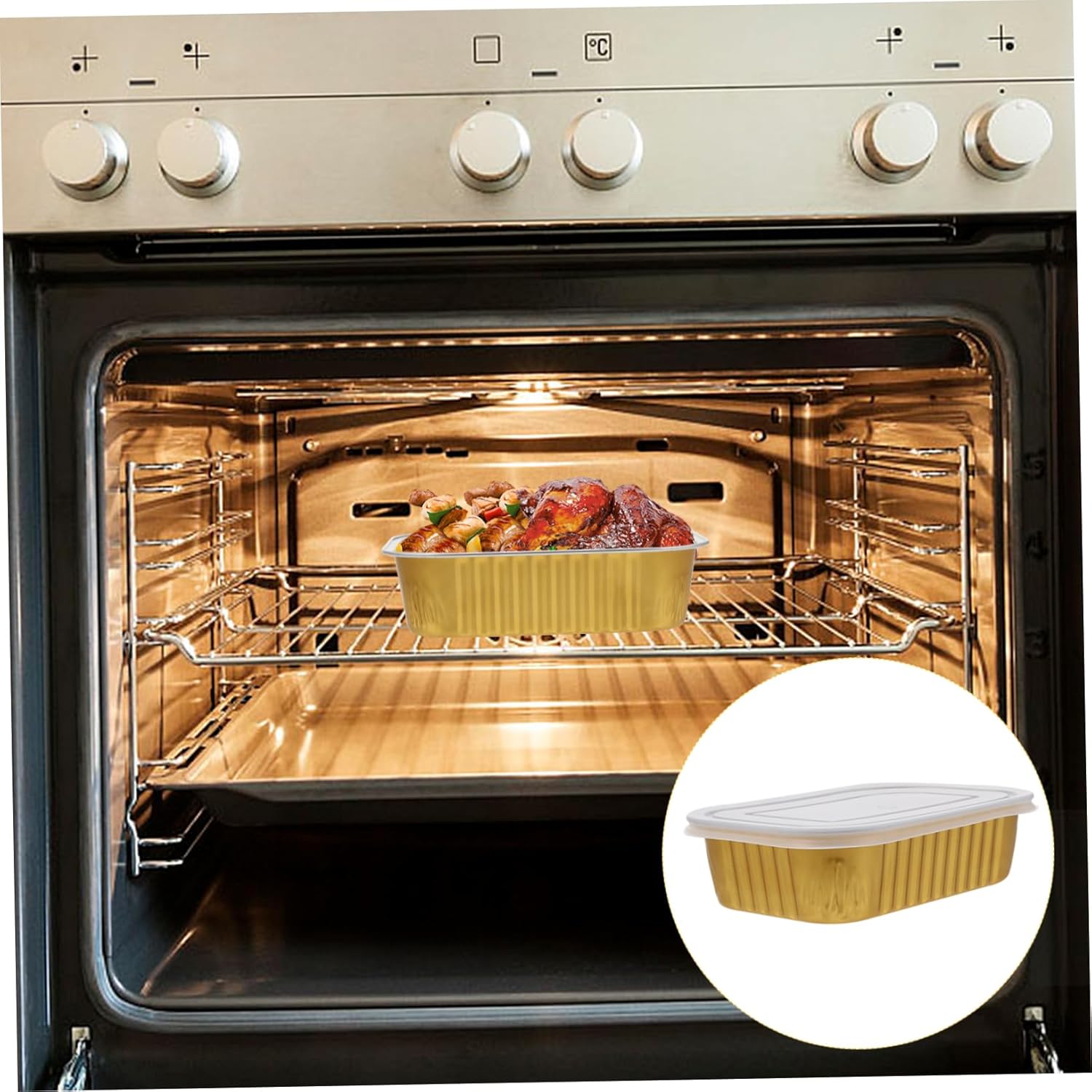 10Pcs Disposable BBQ Foil Pans with Lids - 510ml Capacity for Outdoor Events and Meal Prep