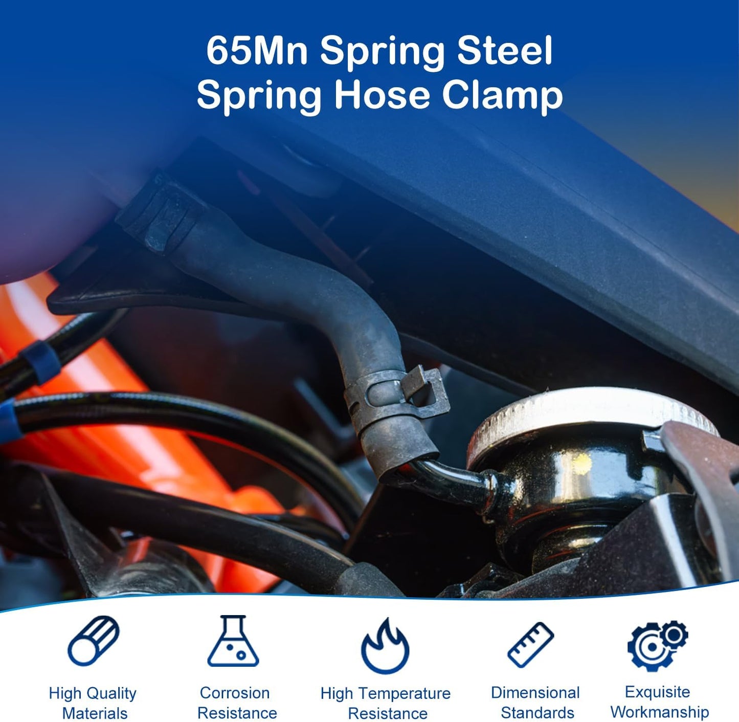 10Pcs MroMax 23mm ID Spring Band Hose Clamps for 24.5-26.5mm OD Hose - Fuel Line, Silicone Vacuum Hose, Air & Water Pipe Clamp