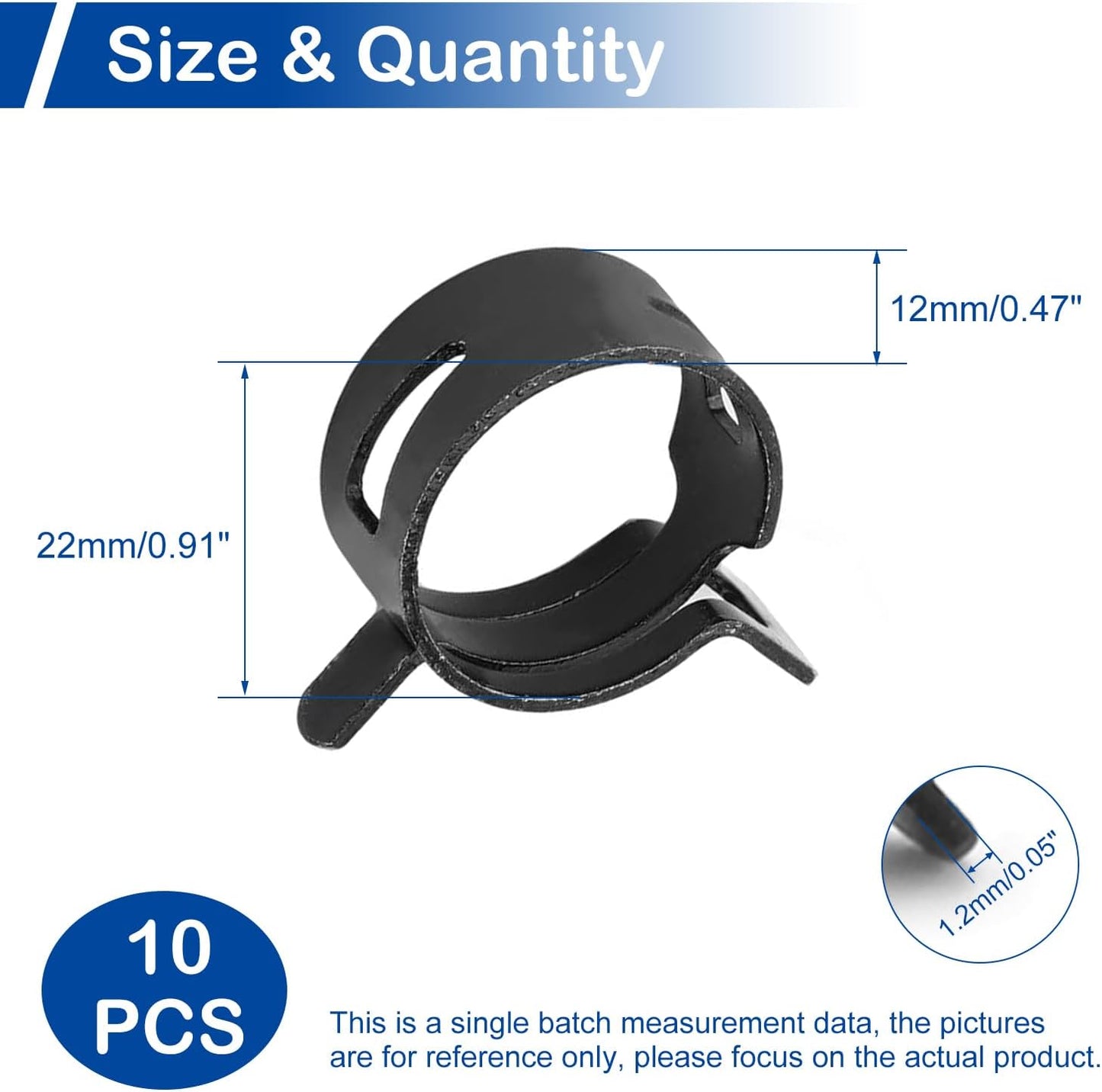 10Pcs MroMax 23mm ID Spring Band Hose Clamps for 24.5-26.5mm OD Hose - Fuel Line, Silicone Vacuum Hose, Air & Water Pipe Clamp