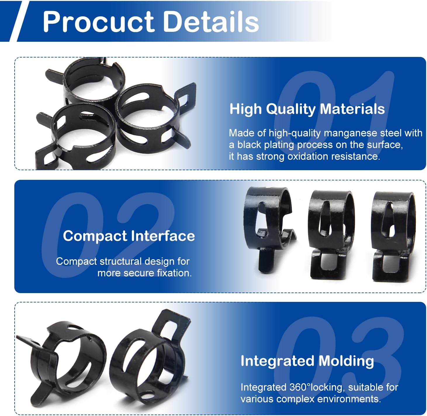 10Pcs MroMax 23mm ID Spring Band Hose Clamps for 24.5-26.5mm OD Hose - Fuel Line, Silicone Vacuum Hose, Air & Water Pipe Clamp