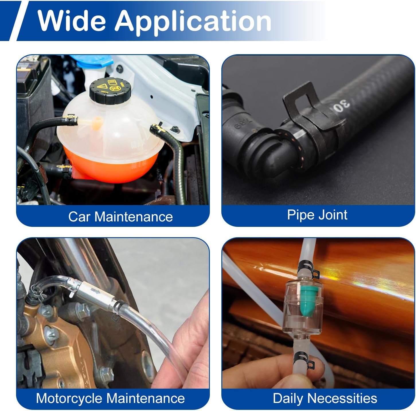 10Pcs MroMax 23mm ID Spring Band Hose Clamps for 24.5-26.5mm OD Hose - Fuel Line, Silicone Vacuum Hose, Air & Water Pipe Clamp