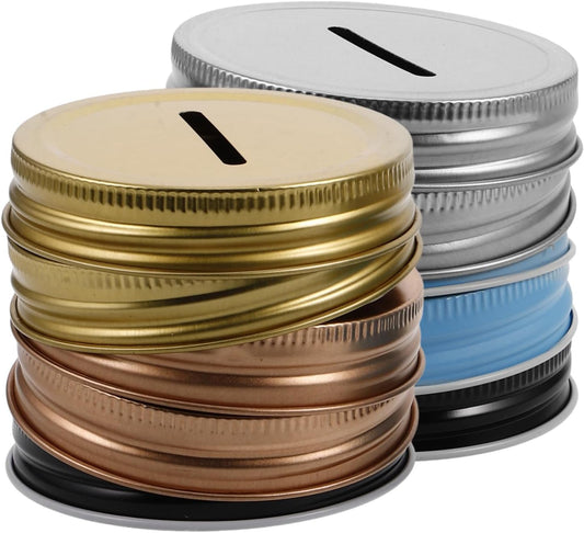 10pcs Wide Mouth Mason Jar Lids with Bank Slot - Reusable Canning Jar Lids for Regular Mouth Jars - Rose Color
