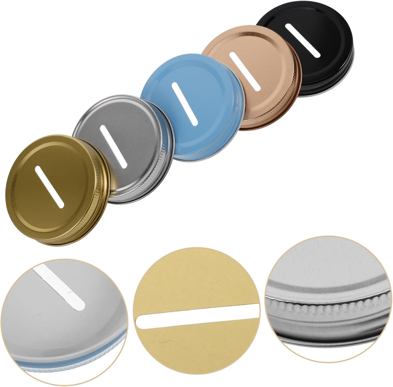 10pcs Wide Mouth Mason Jar Lids with Bank Slot - Reusable Canning Jar Lids for Regular Mouth Jars - Rose Color
