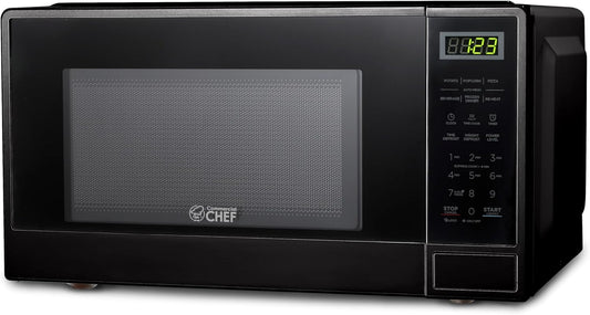 1.1 Cu Ft Commercial Chef Microwave - 10 Power Levels, 1000W, Digital Controls, & Door Lock - Black