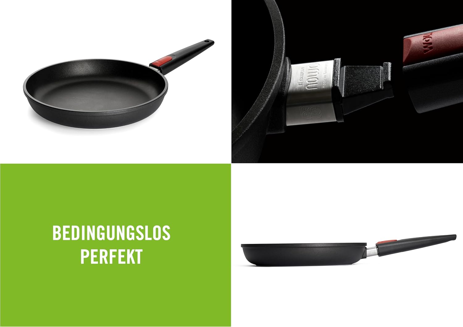11 Inch Woll Induction Fry Pan with Removable Handle - Non-Stick Coating, Dishwasher Safe