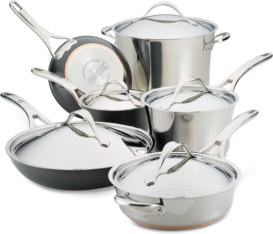 11-Piece Anolon Stainless Steel and Hard Anodized Aluminum Cookware Set for Versatile Cooking