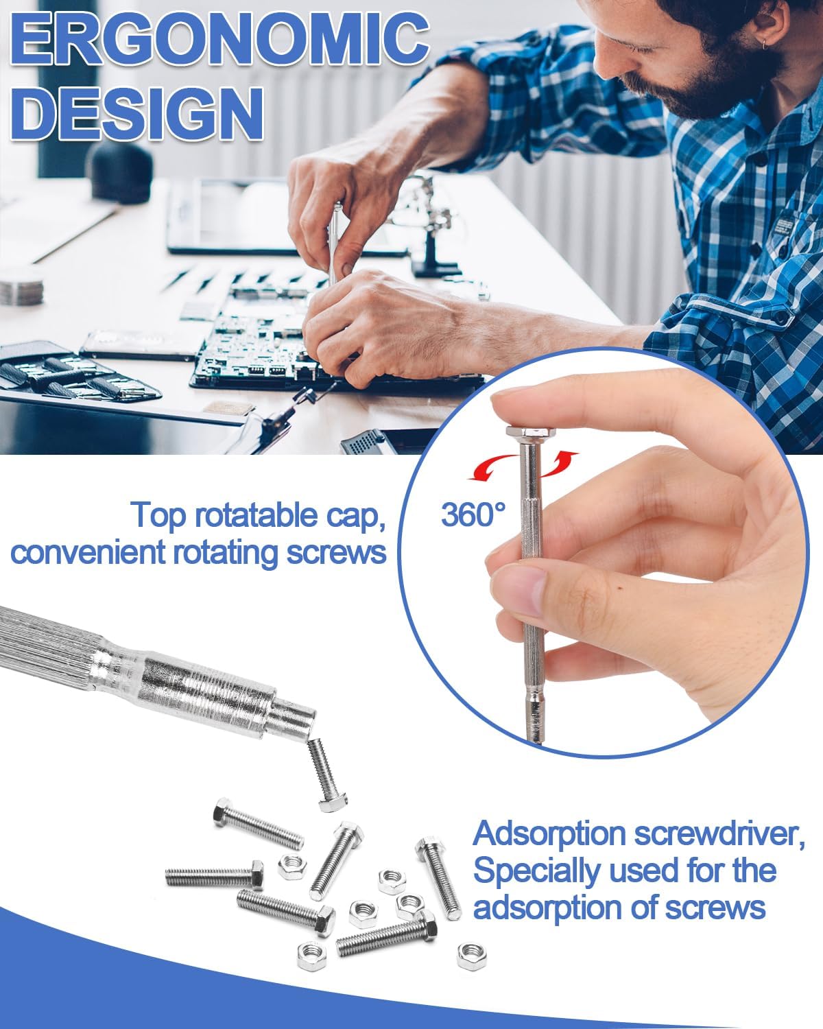 11-Piece Precision Screwdriver Set with Hard Case - Small Mini Screw Driver Kit for Glasses, Jewelry, Watches - 11 Different Sizes