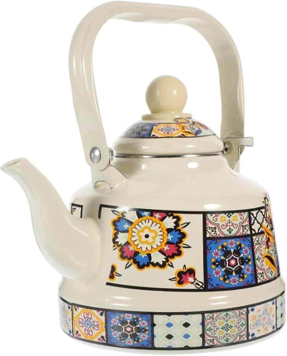 1.1L TIMOBIZZ Floral Enamel Tea Kettle - Durable Steel Teapot with Cool Touch Handle