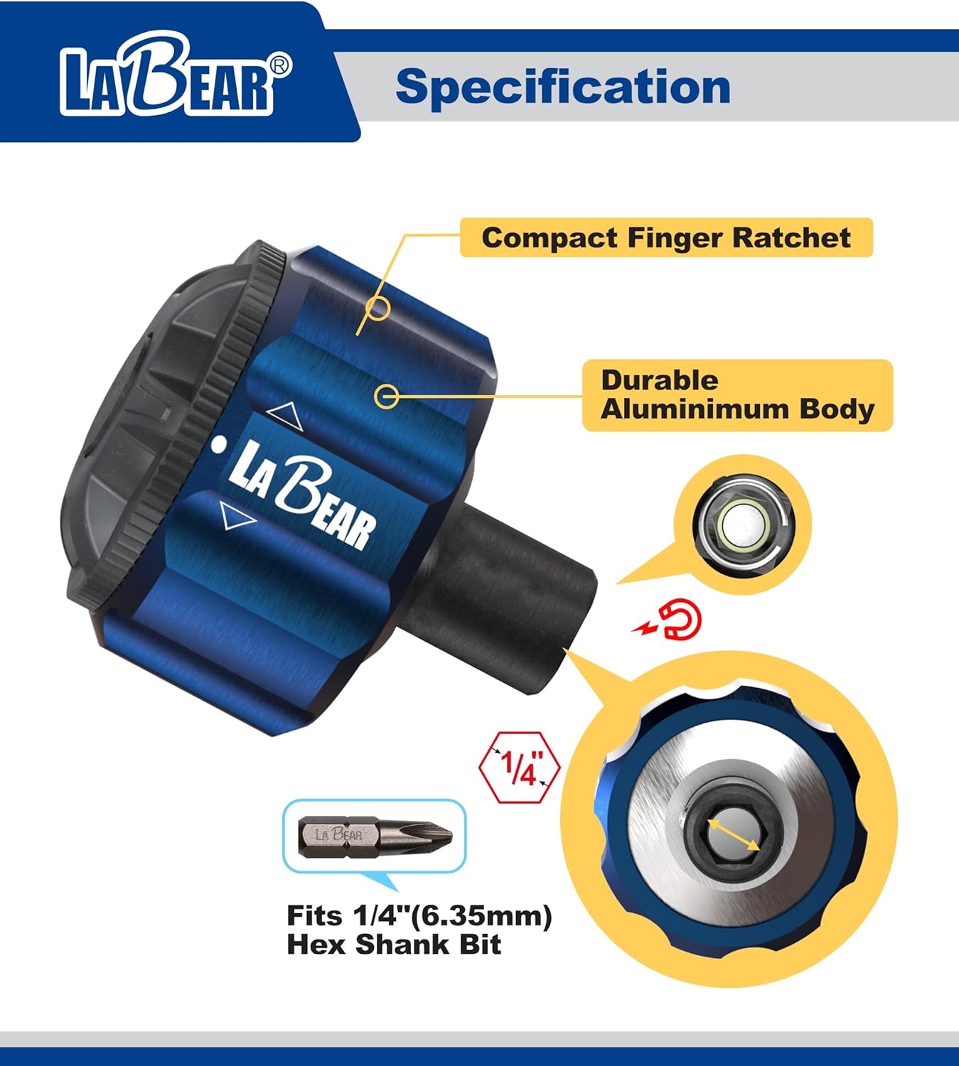 11pcs 1/4"DR Mini Palm Ratchet Kit with Screwdriver Bits - Gear Ratchet, Finger Ratchet, Philips, Slotted