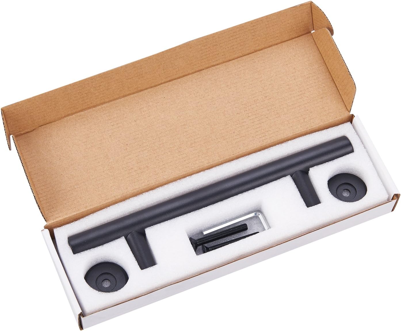 12" Black Heavy Duty Pull and Flush Sliding Barn Door Handle Set by FaithLand - Fits Doors Up to 2 3/8