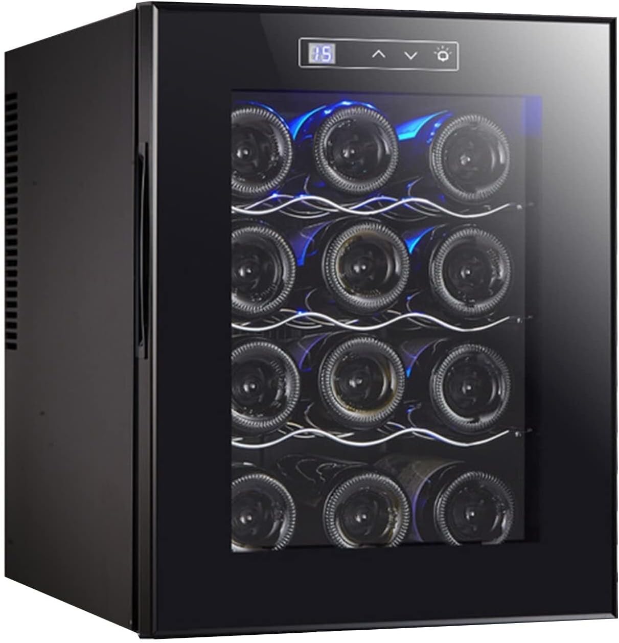 12-Bottle Compressor Wine Cooler Refrigerator with Digital Controls, Quiet Cooling, Clear Glass Door