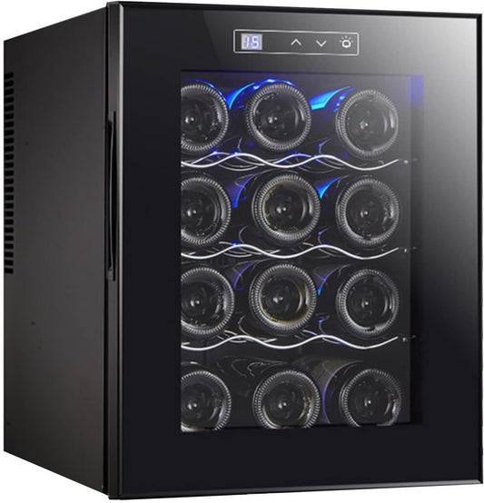 12-Bottle Compressor Wine Cooler Refrigerator with Digital Controls, Quiet Cooling, Clear Glass Door