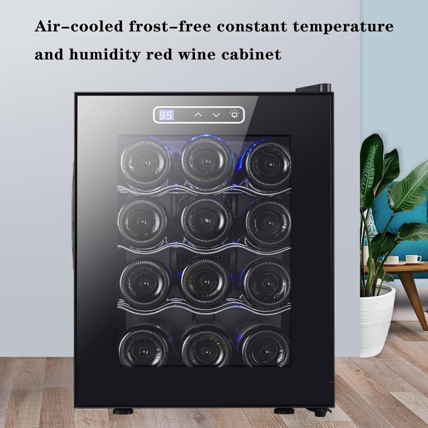 12-Bottle Compressor Wine Cooler Refrigerator with Digital Controls, Quiet Cooling, Clear Glass Door