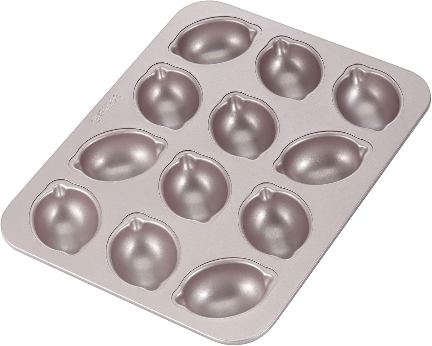 12-Cavity Non-Stick Lemon-Shaped Muffin Cake Pan for Oven Baking - Champagne Gold