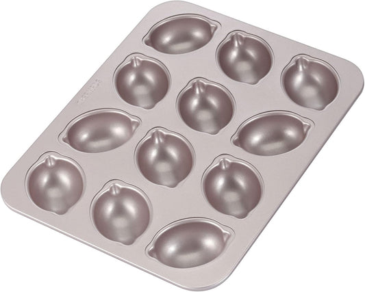 12-Cavity Non-Stick Lemon-Shaped Muffin Cake Pan for Oven Baking - Champagne Gold