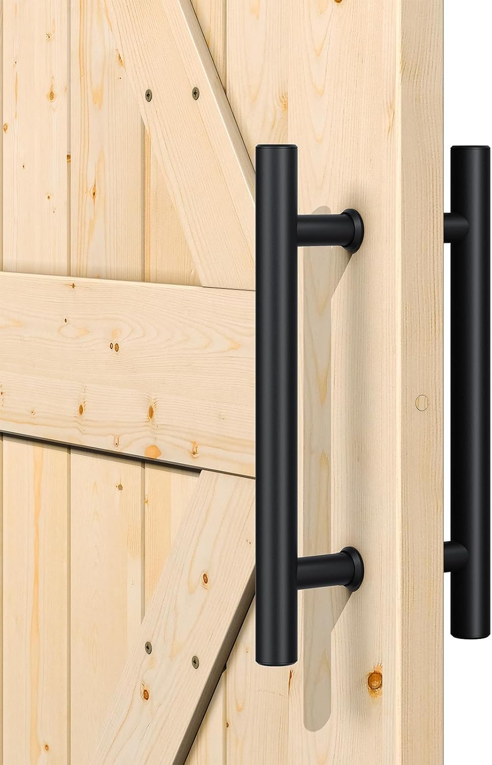 12'' Double-Sided Black Barn Door Handle Set by SMARTSTANDARD - Push Pull Sliding Door Handle, 1 Pack