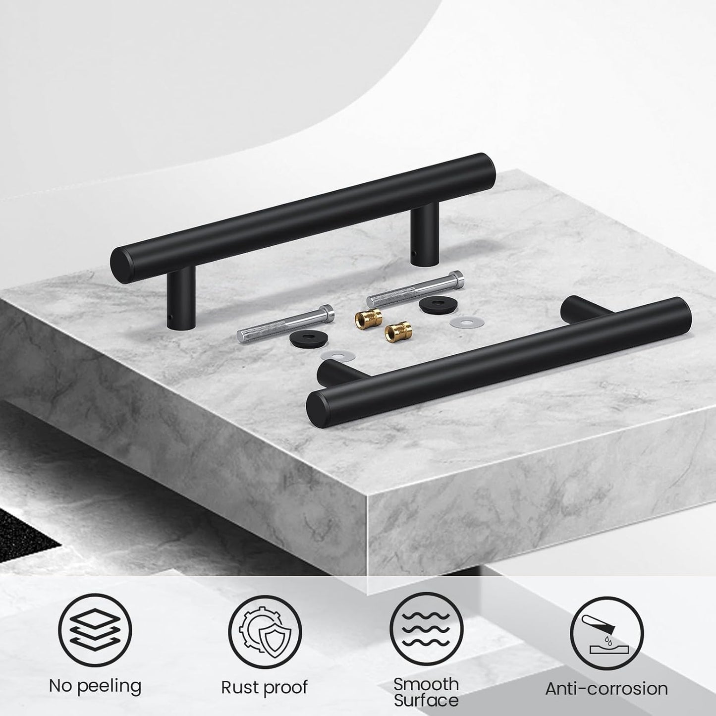 12'' Double-Sided Black Barn Door Handle Set by SMARTSTANDARD - Push Pull Sliding Door Handle, 1 Pack