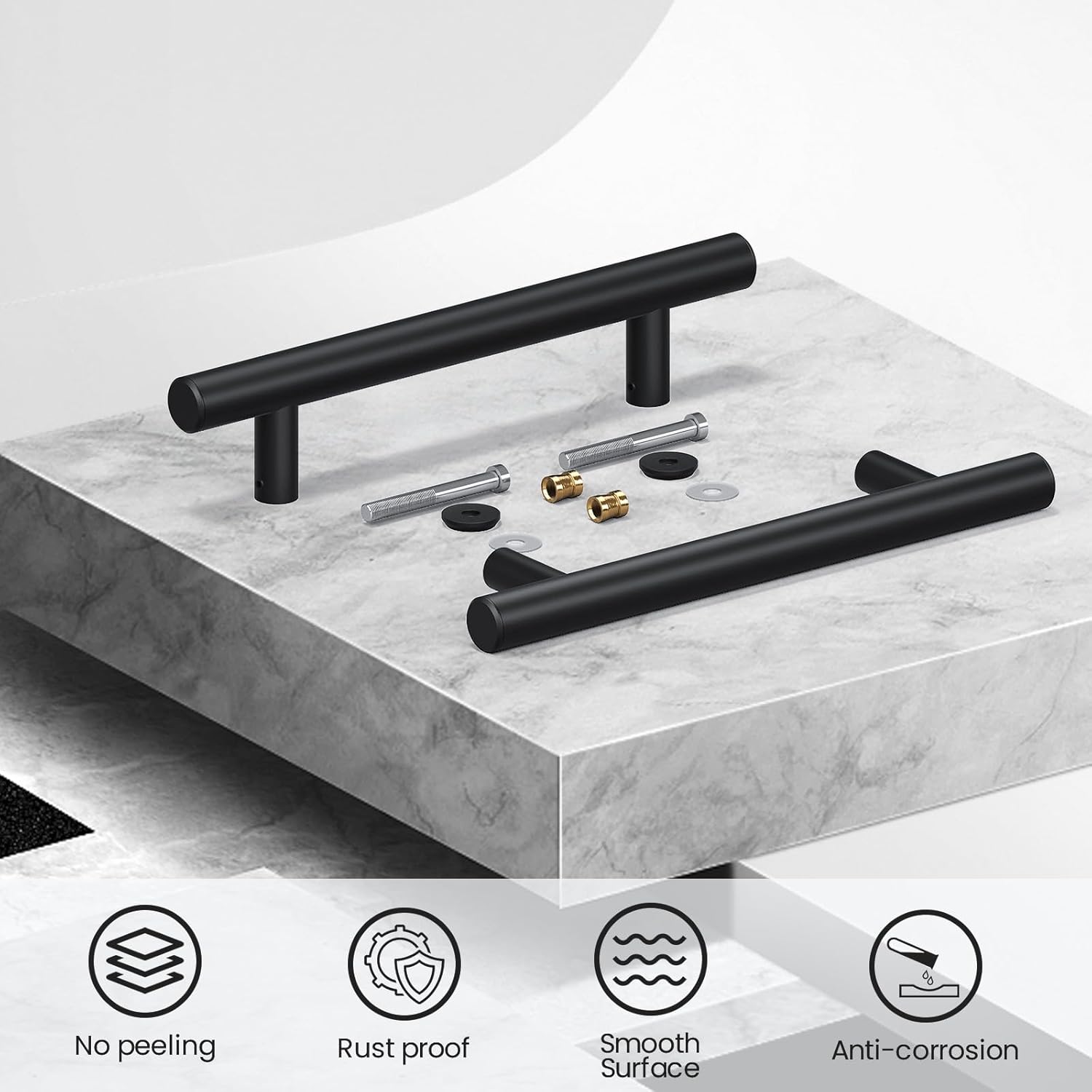 12'' Double-Sided Black Barn Door Handle Set by SMARTSTANDARD - Push Pull Sliding Door Handle, 1 Pack
