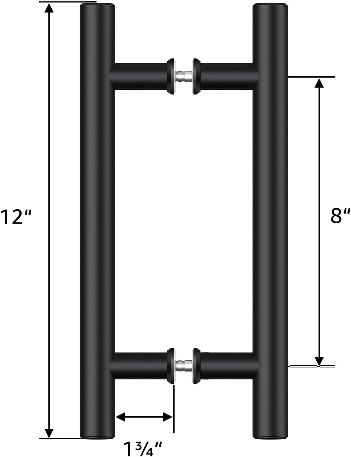 12'' Double-Sided Black Barn Door Handle Set by SMARTSTANDARD - Push Pull Sliding Door Handle, 1 Pack