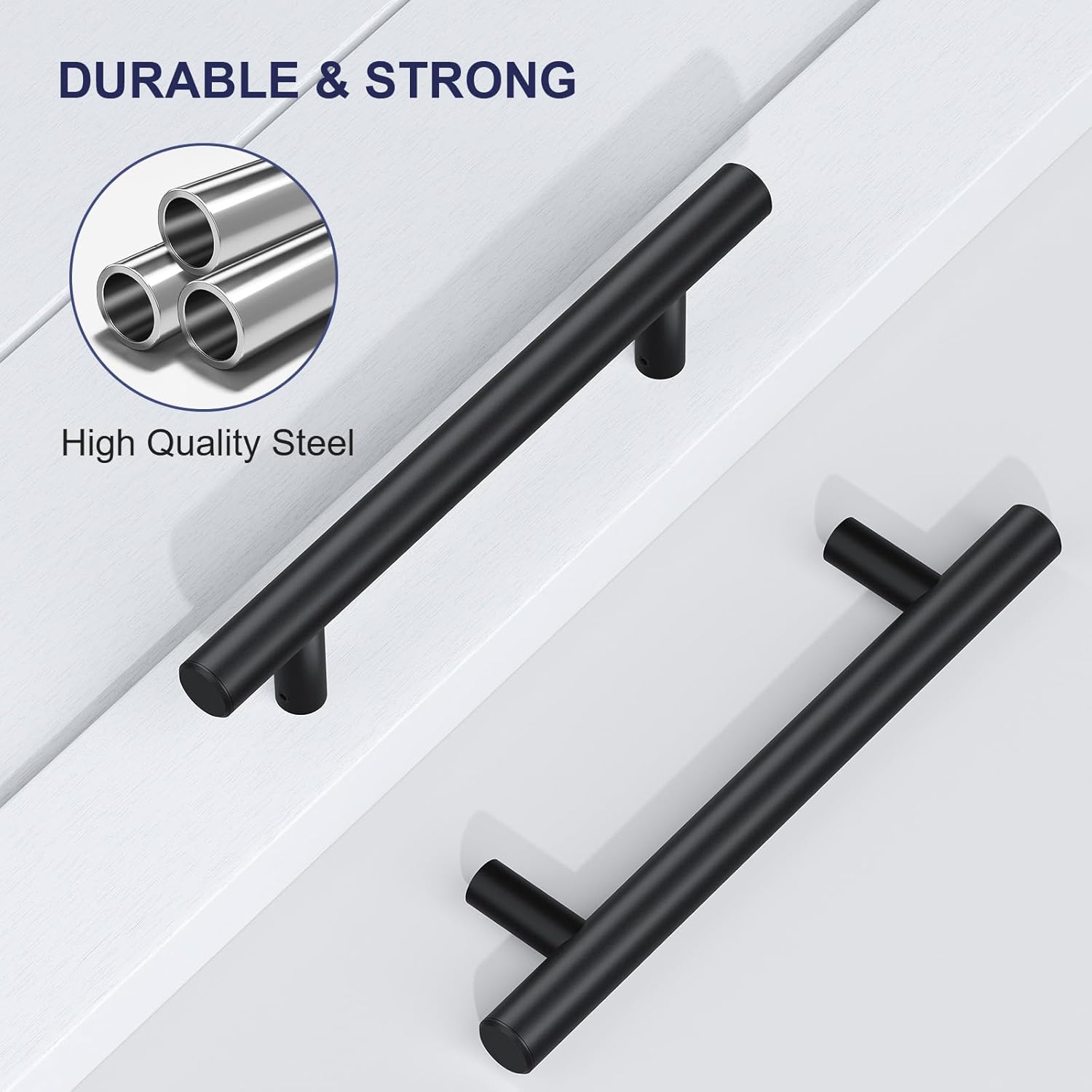 12'' Double-Sided Black Barn Door Handle Set by SMARTSTANDARD - Push Pull Sliding Door Handle, 1 Pack