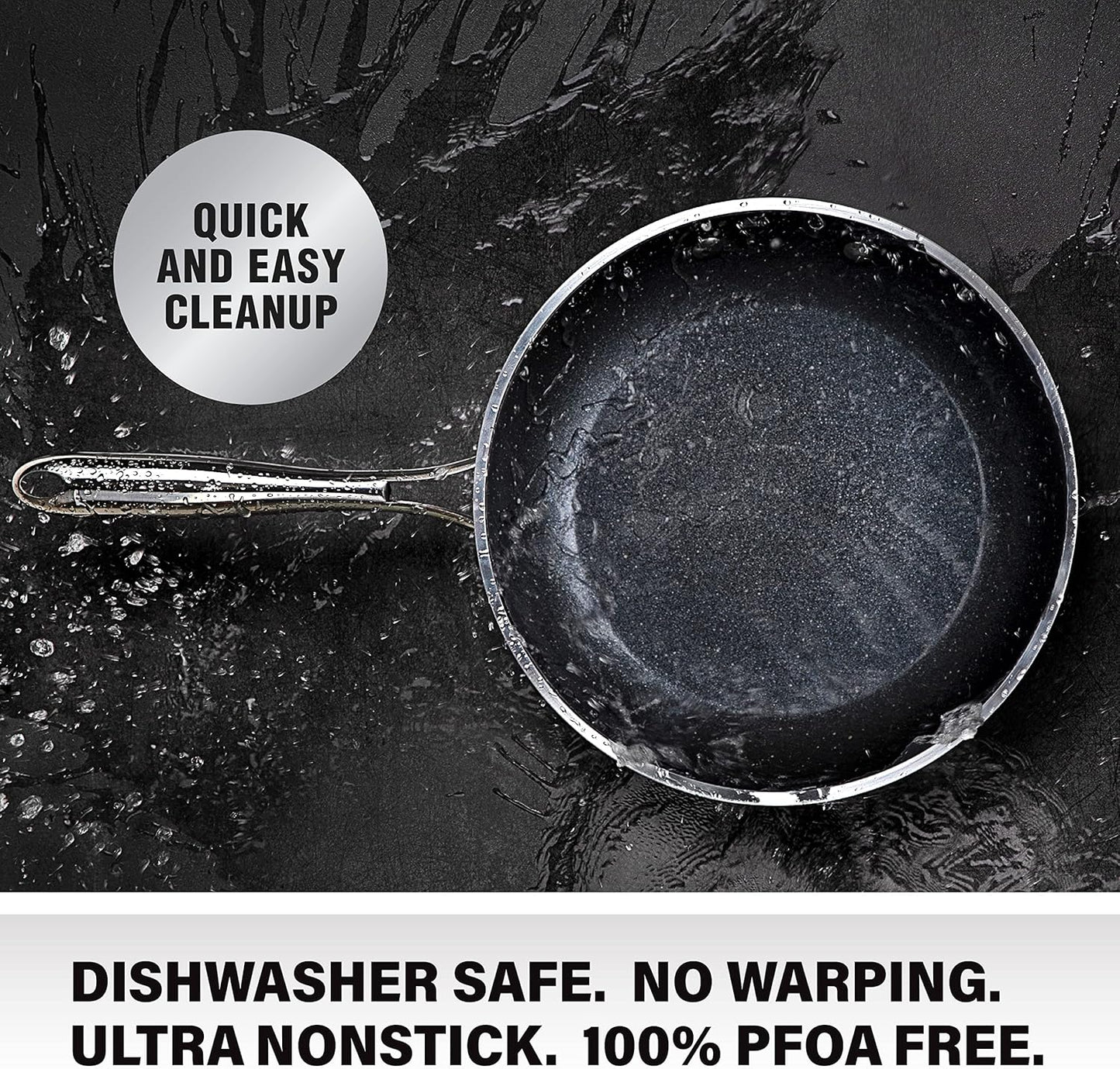 12" Granitestone Nonstick Fry Pan with Hard Anodized Aluminum Construction - Durable Ultra Coating, Silver Exterior, PFOA Free - Dishwasher & Oven Safe