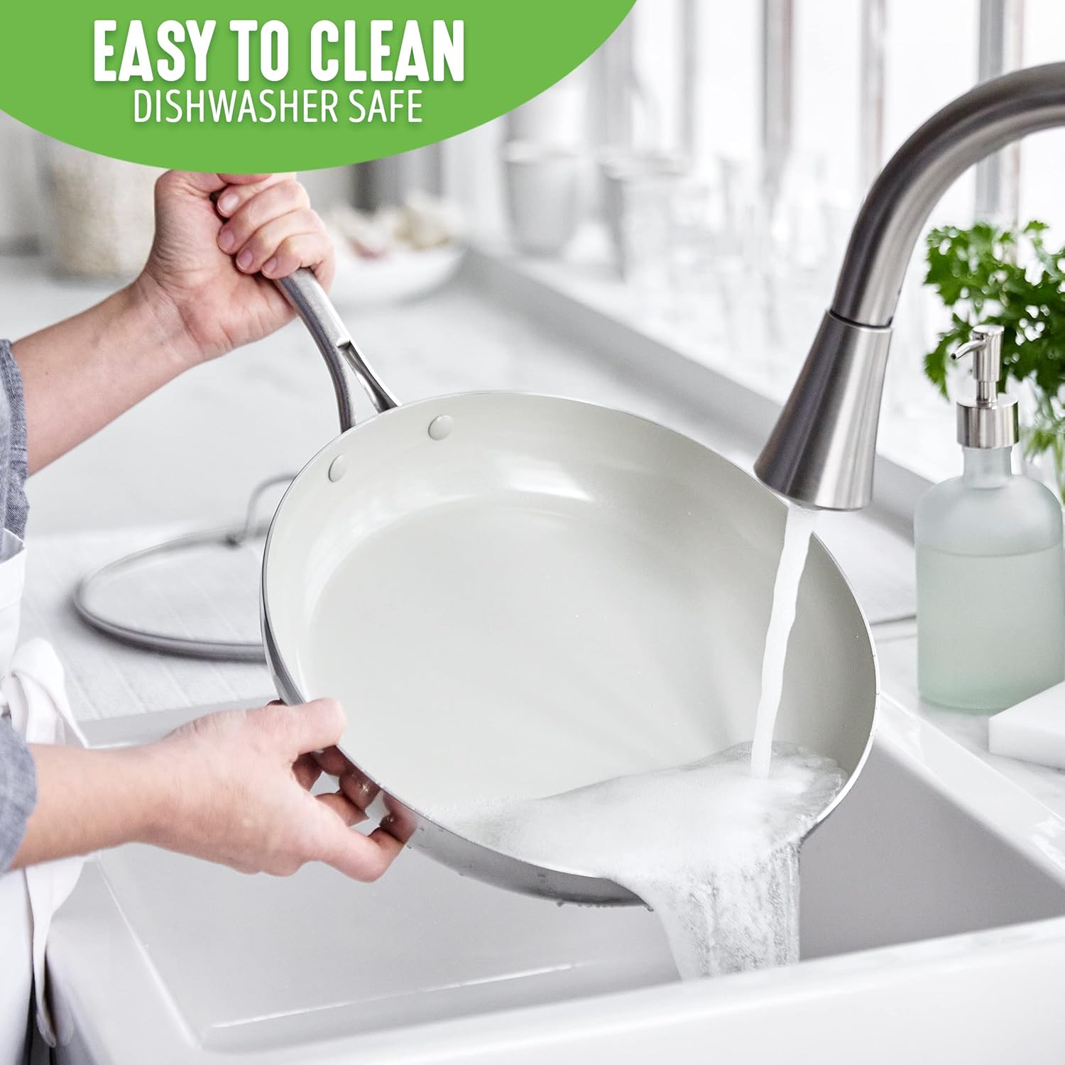 12" GreenLife Tri-Ply Stainless Steel Nonstick Frying Pan Skillet with Lid - PFAS-Free, Induction Safe