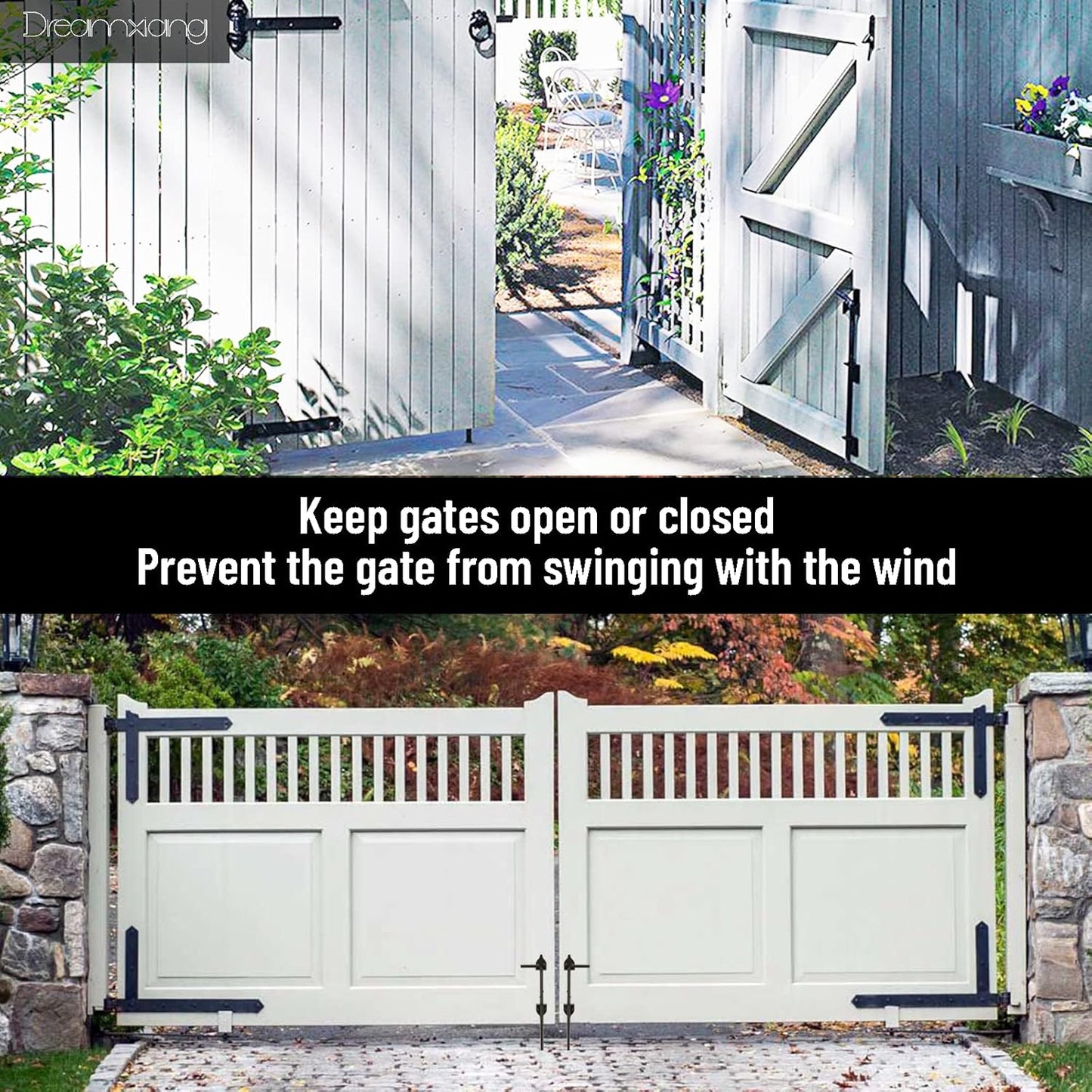 12" Heavy Duty Black Solid Steel Cane Bolt Drop Rod Hardware for Wood PVC Vinyl Metal Fences Gates - Ground Latch for Double Doors (1 Pack)