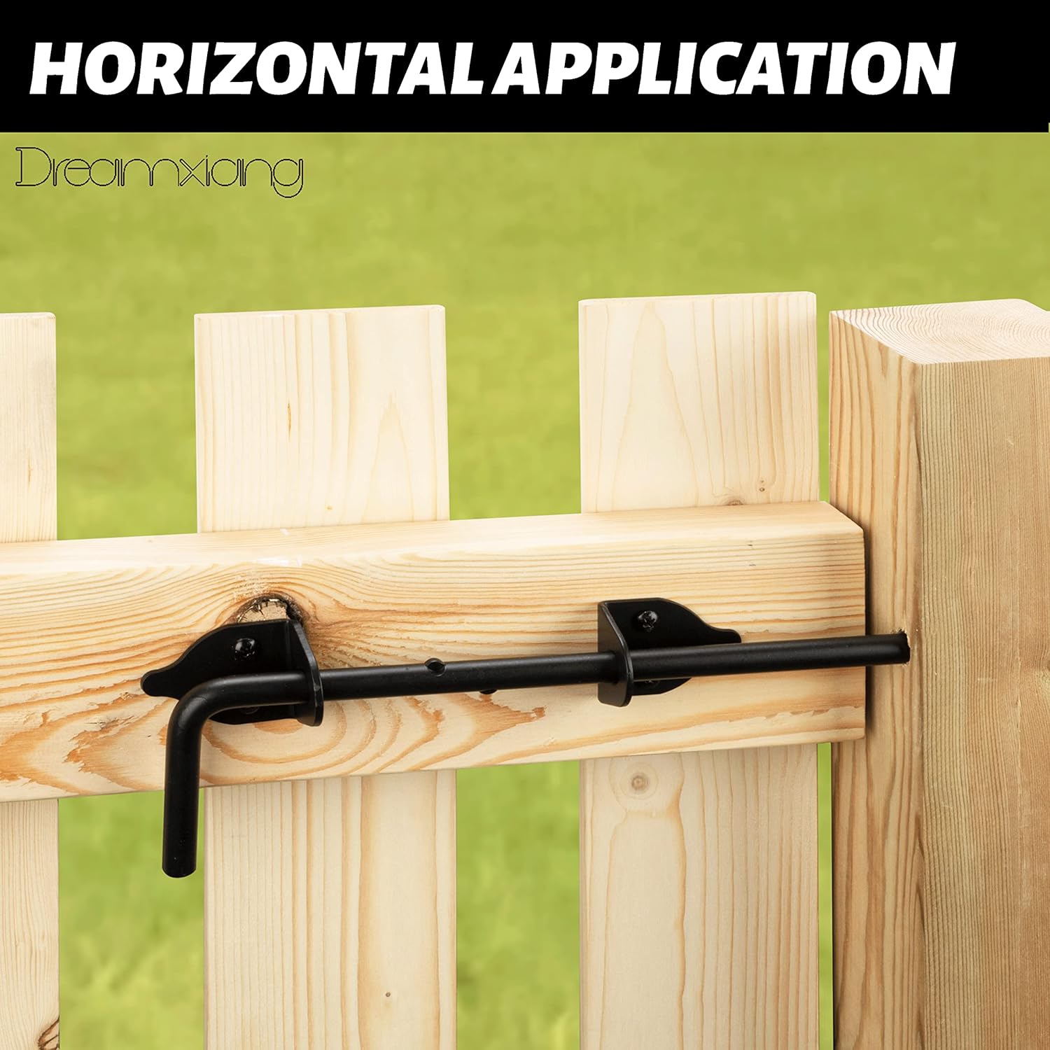 12" Heavy Duty Black Solid Steel Cane Bolt Drop Rod Hardware for Wood PVC Vinyl Metal Fences Gates - Ground Latch for Double Doors (1 Pack)