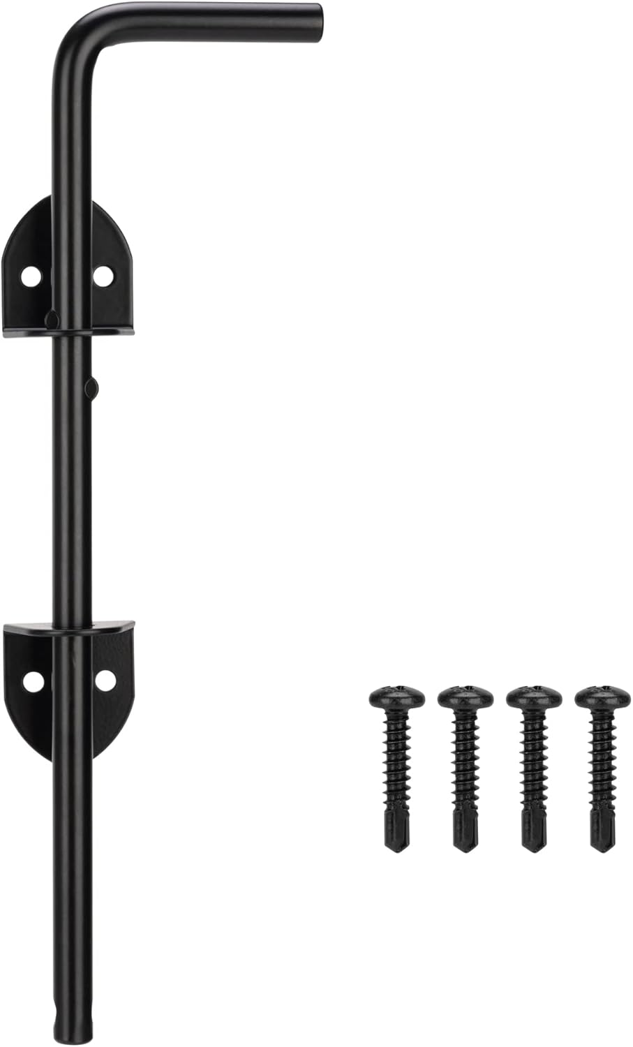 12" Heavy Duty Gate Drop Rod Cane Bolt Hardware for Wooden Fences Metal Gates Doors - Black Finish