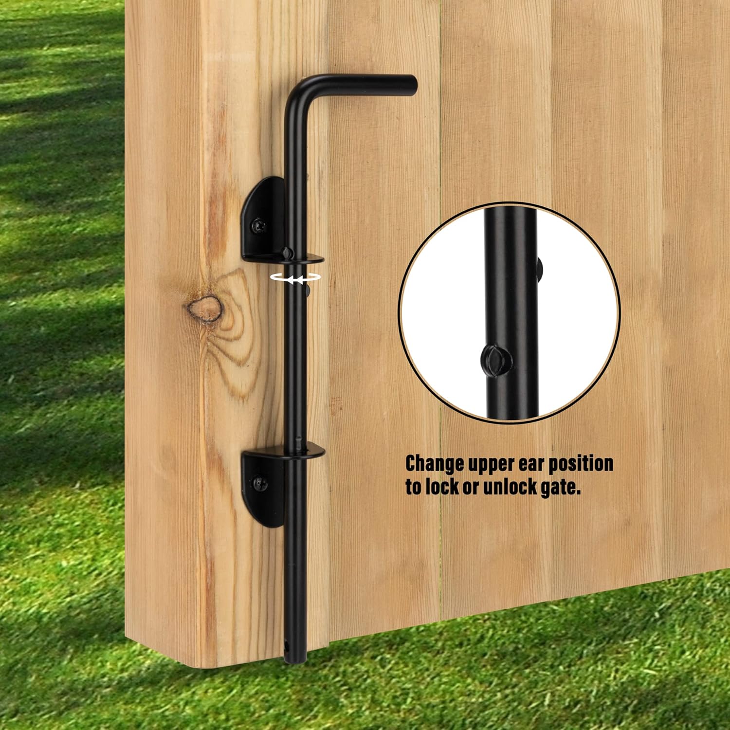 12" Heavy Duty Gate Drop Rod Cane Bolt Hardware for Wooden Fences Metal Gates Doors - Black Finish