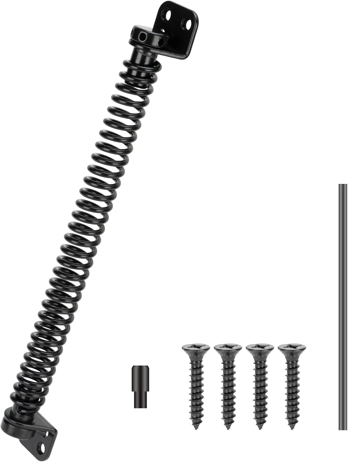 12" Hillmaster Gate Spring - Self Closing Outdoor Door Hardware for Wooden Vinyl Fence - Automatic Gate Closure - Adjustable Tool - Black Finish