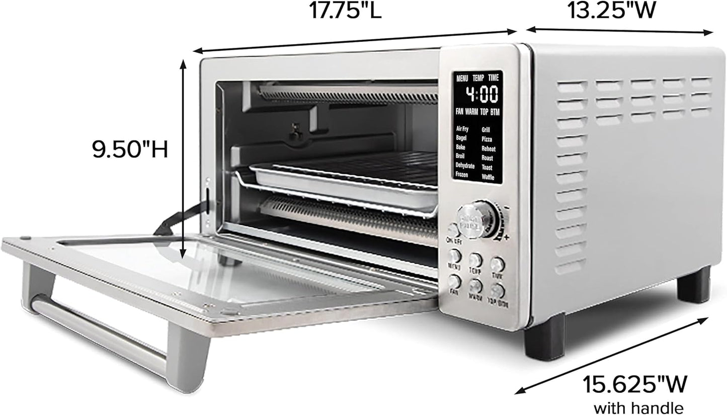 12-in-1 Nuwave Bravo Air Fryer Toaster Smart Oven, 1800W, 21-Qt Capacity, Temp Controls 50°-450°F, Stainless Steel
