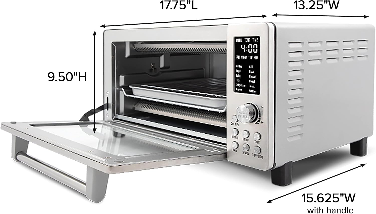12-in-1 Nuwave Bravo Air Fryer Toaster Smart Oven, 1800W, 21-Qt Capacity, Temp Controls 50°-450°F, Stainless Steel