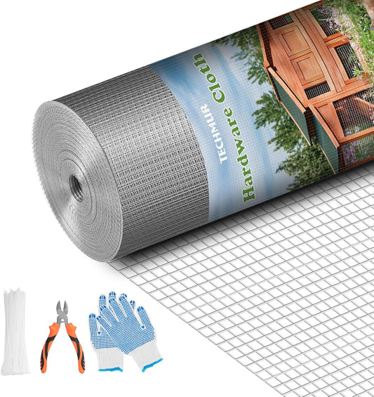 1/2 inch 48" x 100' 19 Gauge Hardware Cloth Wire Mesh Roll for Chicken Coop, Garden, and Poultry Netting