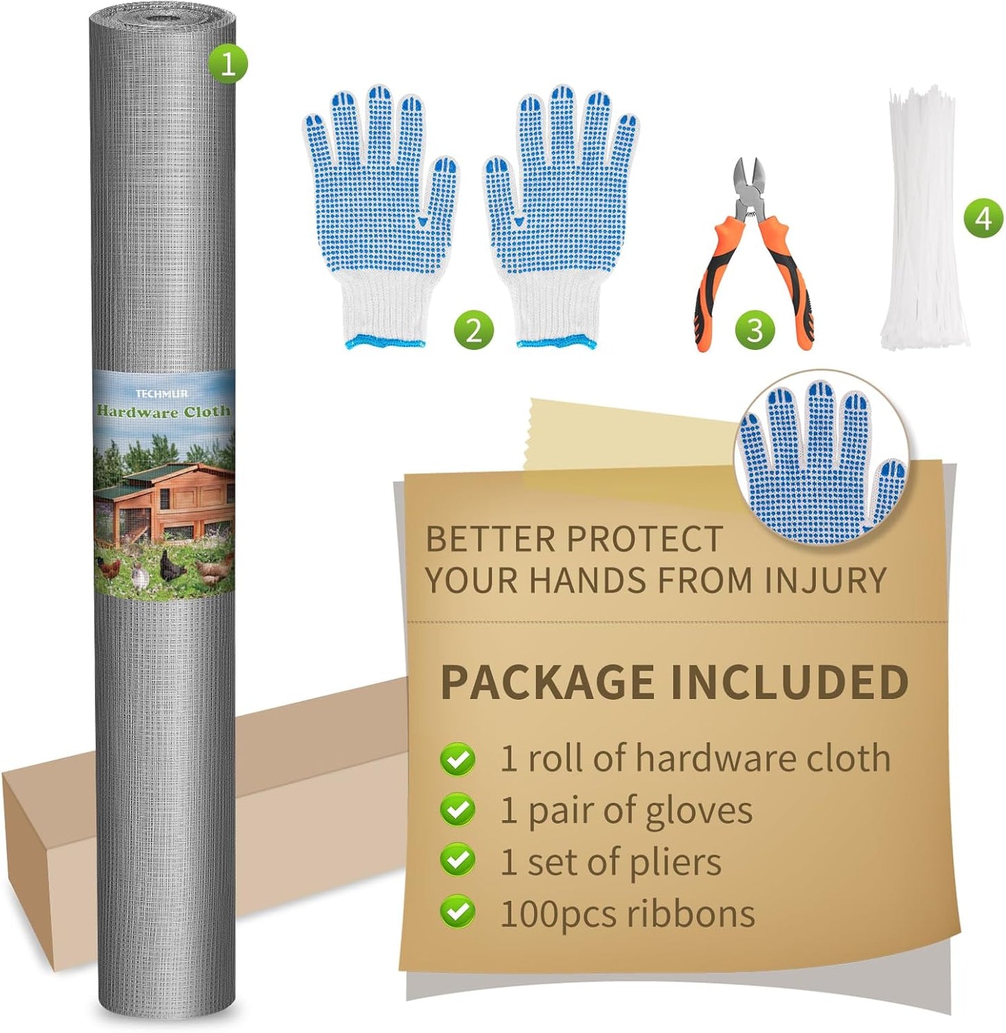 1/2 inch 48" x 100' 19 Gauge Hardware Cloth Wire Mesh Roll for Chicken Coop, Garden, and Poultry Netting