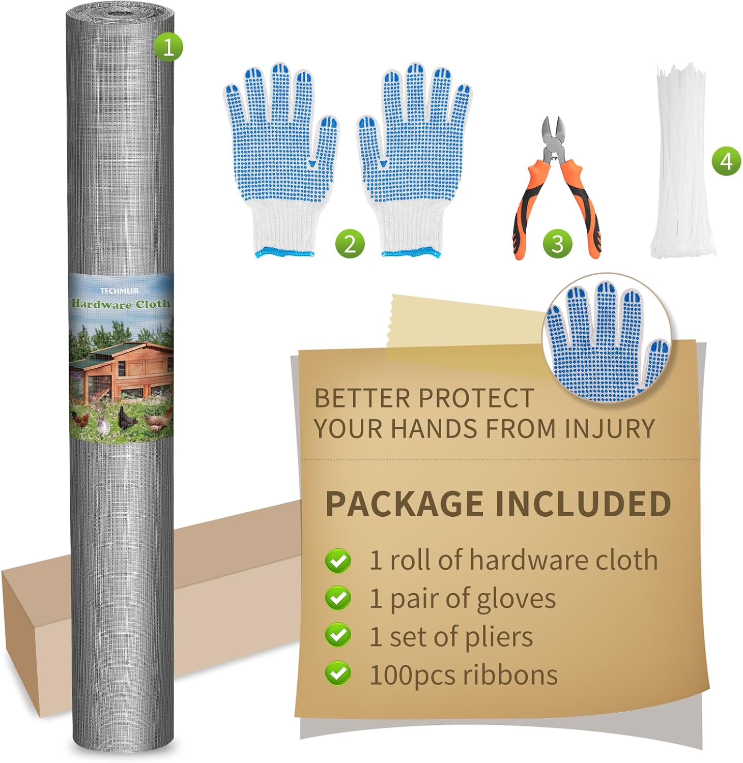 1/2 inch 48" x 100' 19 Gauge Hardware Cloth Wire Mesh Roll for Chicken Coop, Garden, and Poultry Netting