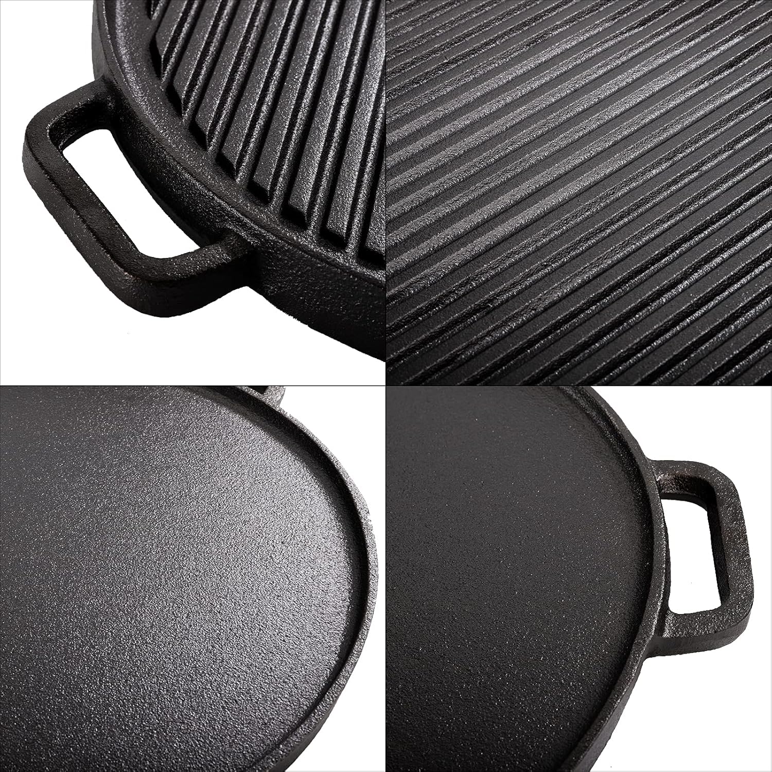 12 Inch Cast Iron Griddle - Reversible Grill/Griddle for Stovetop and Open Fire Cooking
