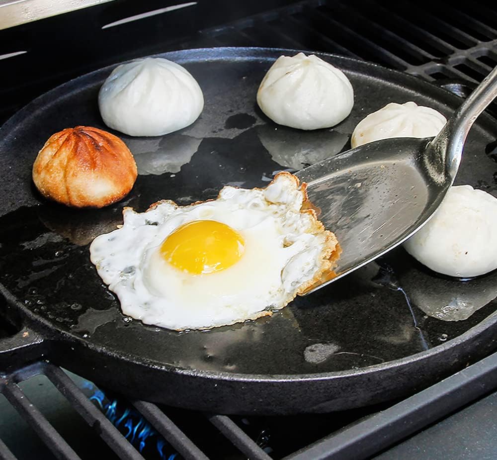 12 Inch Cast Iron Griddle - Reversible Grill/Griddle for Stovetop and Open Fire Cooking