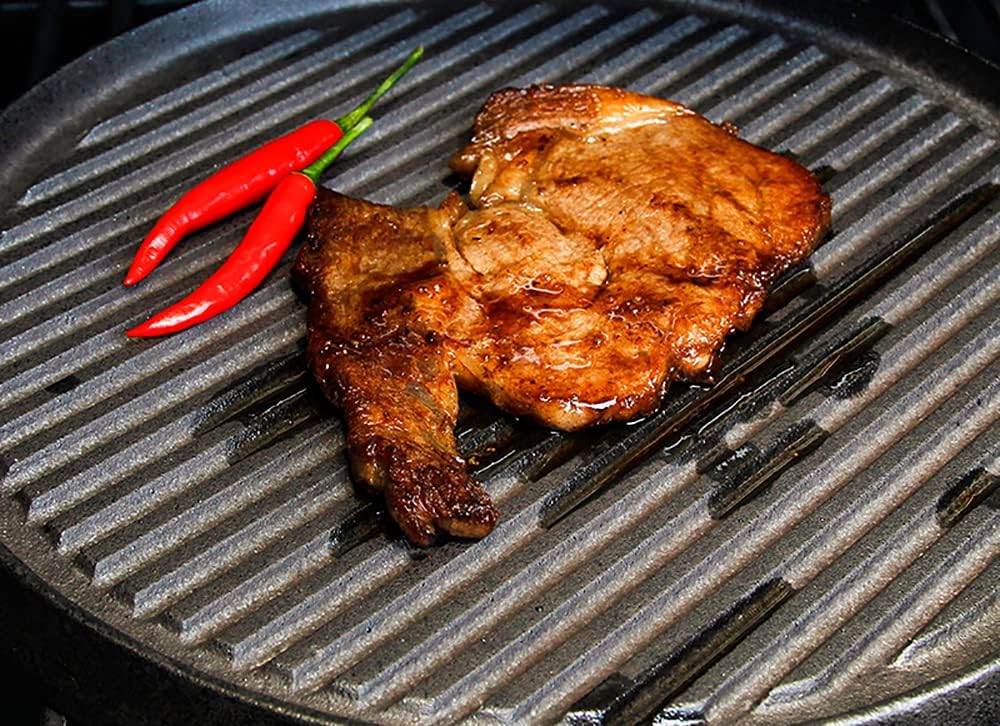 12 Inch Cast Iron Griddle - Reversible Grill/Griddle for Stovetop and Open Fire Cooking