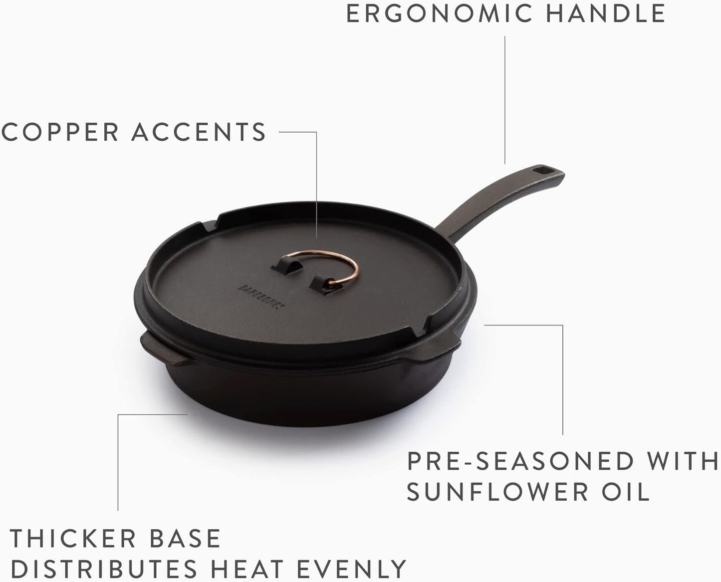 12-Inch Cast Iron Skillet Set with Dutch Oven Style Lid for Camping - All-In-One Cookware