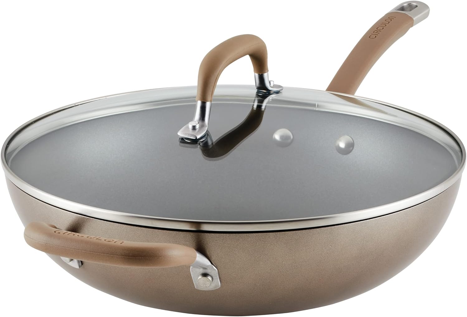 12-Inch Circulon Premier Professional Hard Anodized Nonstick Jumbo Cooker with Lid and Helper Handle in Bronze