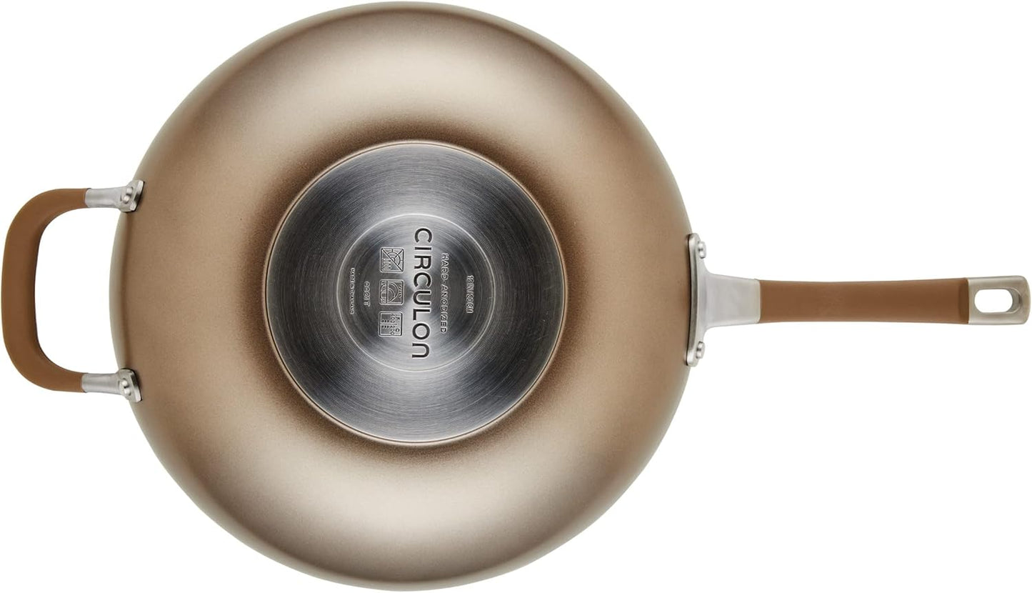 12-Inch Circulon Premier Professional Hard Anodized Nonstick Jumbo Cooker with Lid and Helper Handle in Bronze