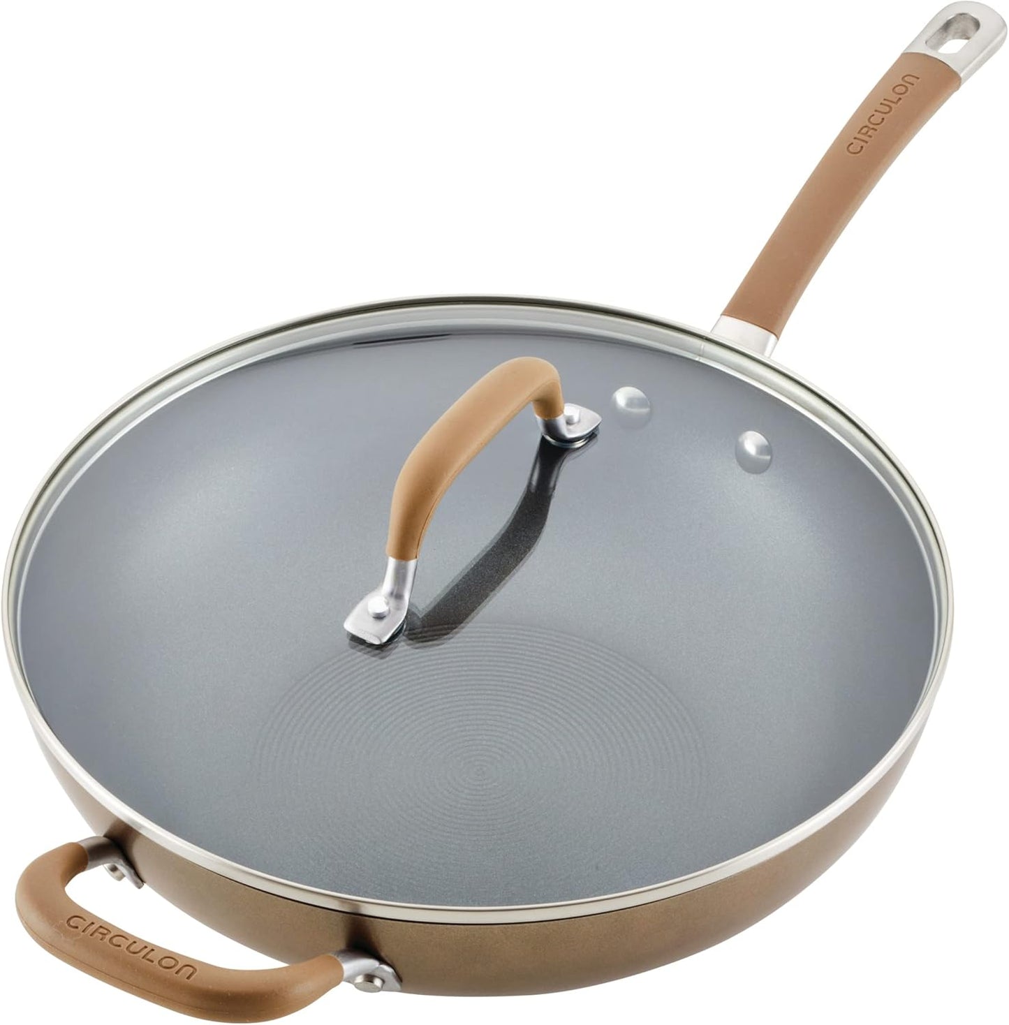12-Inch Circulon Premier Professional Hard Anodized Nonstick Jumbo Cooker with Lid and Helper Handle in Bronze
