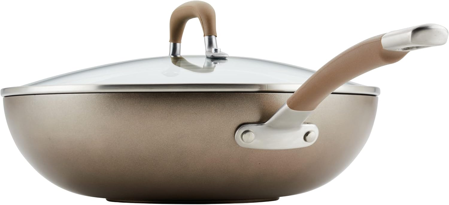12-Inch Circulon Premier Professional Hard Anodized Nonstick Jumbo Cooker with Lid and Helper Handle in Bronze