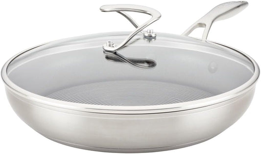 12-Inch Circulon Stainless Steel Frying Pan/Skillet with Lid and SteelShield Hybrid Technology