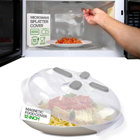 12-inch Clear Magnetic Microwave Splatter Cover - Vented BPA-Free Food Cover