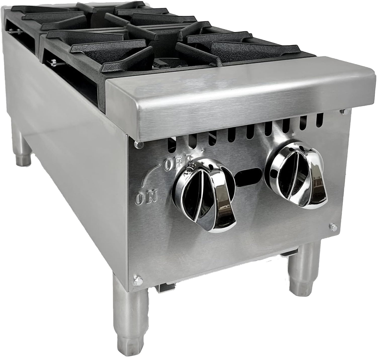 12-Inch Commercial Heavy Duty Gas Hotplate with Two Burners, 50,000 BTU - For Countertop Use