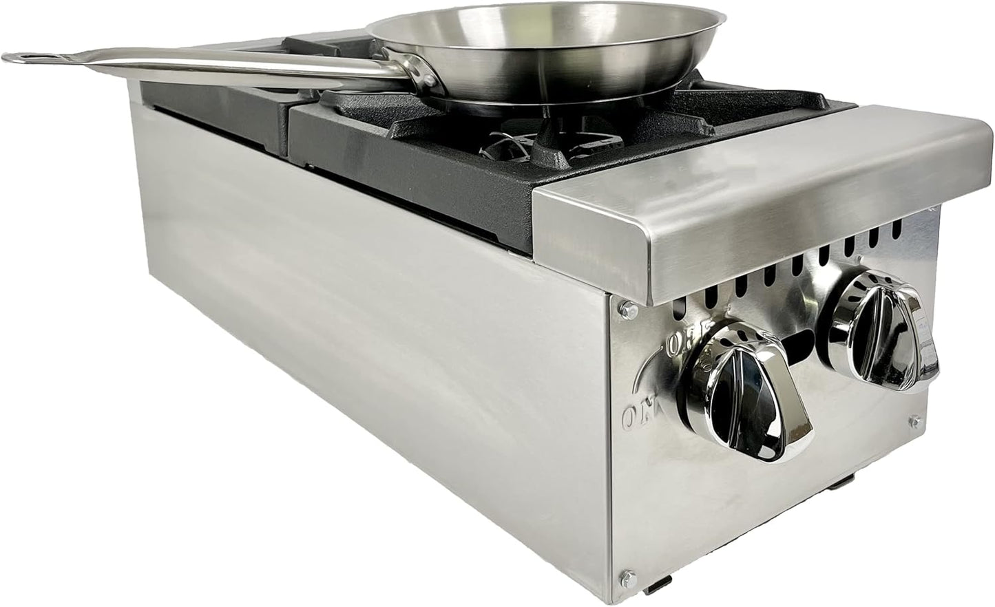 12-Inch Commercial Heavy Duty Gas Hotplate with Two Burners, 50,000 BTU - For Countertop Use