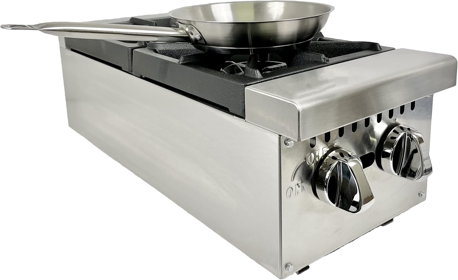 12-Inch Commercial Heavy Duty Gas Hotplate with Two Burners, 50,000 BTU - For Countertop Use
